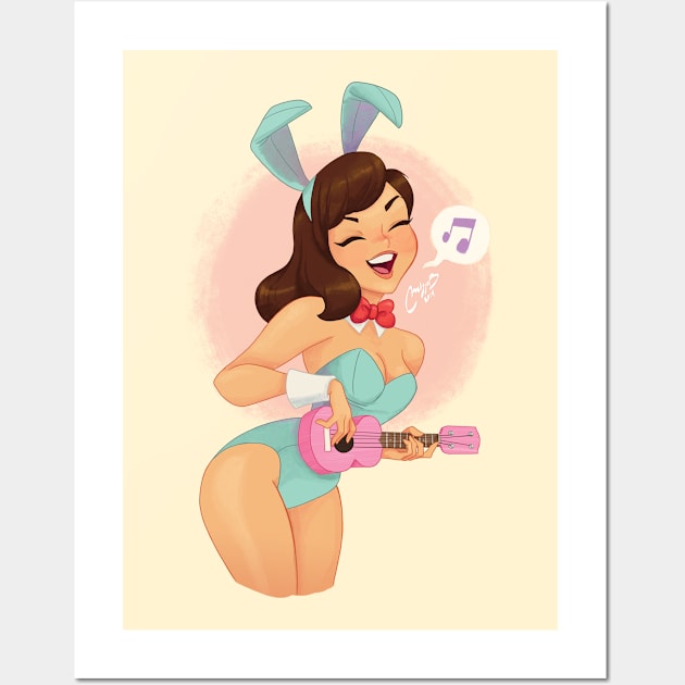 Ukulele Bunny Wall Art by melivillosa